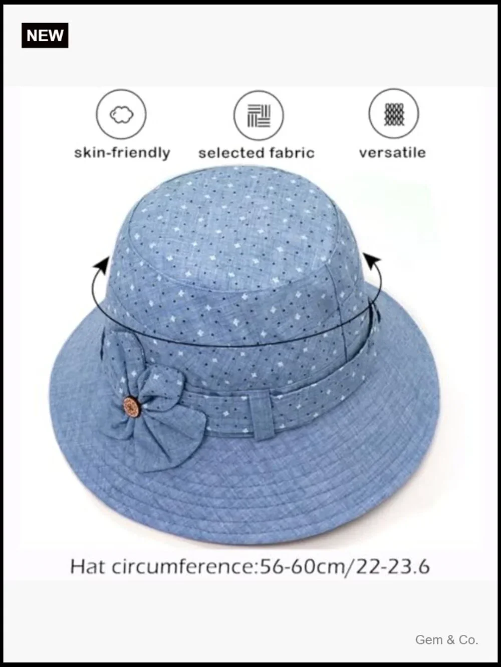 Vintage Floral Bucket Hat with Bowler Style Adjustable Fit